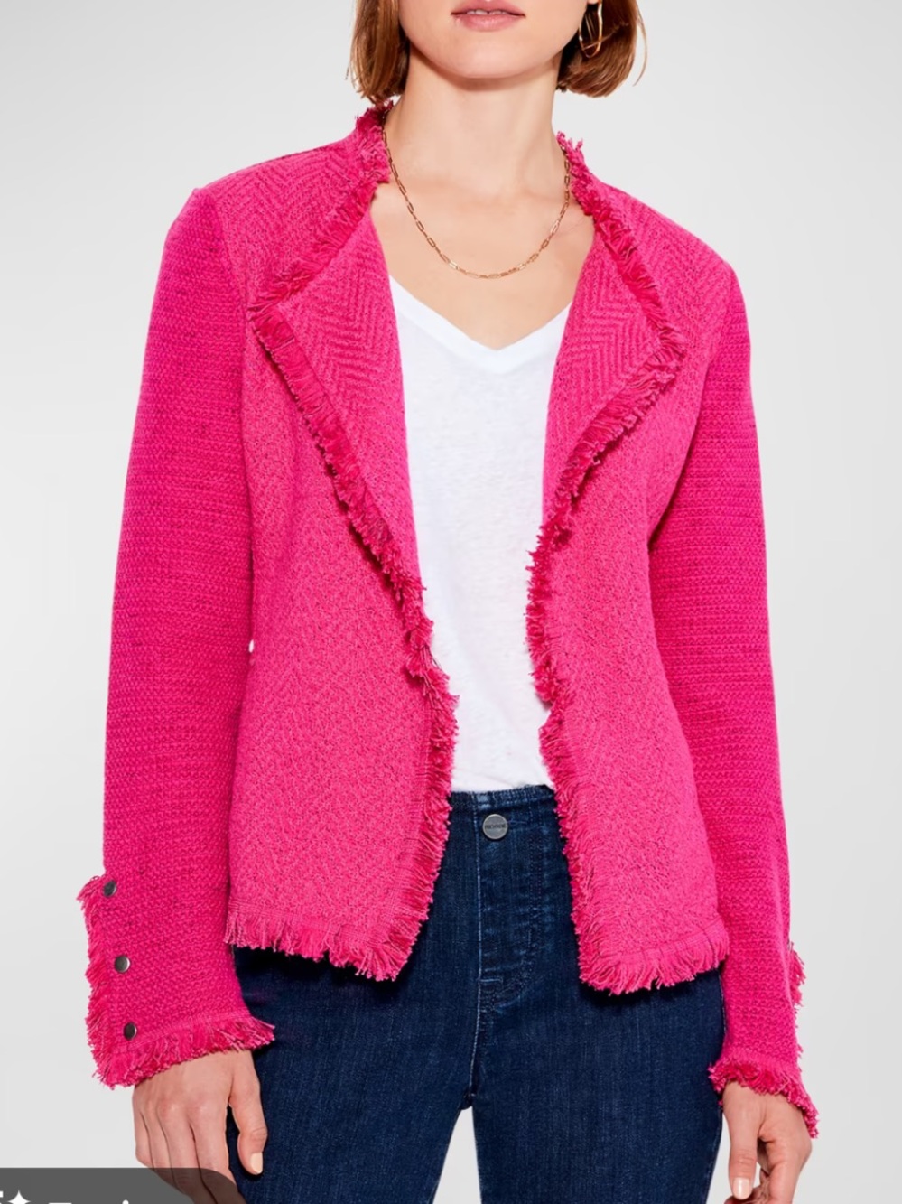 Nic + Zoe Fringe Mix Open-Front Jacket